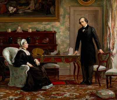 Peace with Honour - Queen Victoria with Benjamin Disraeli following the signing of the Berlin Treaty in 1878 by Theodore Blake Wirgman